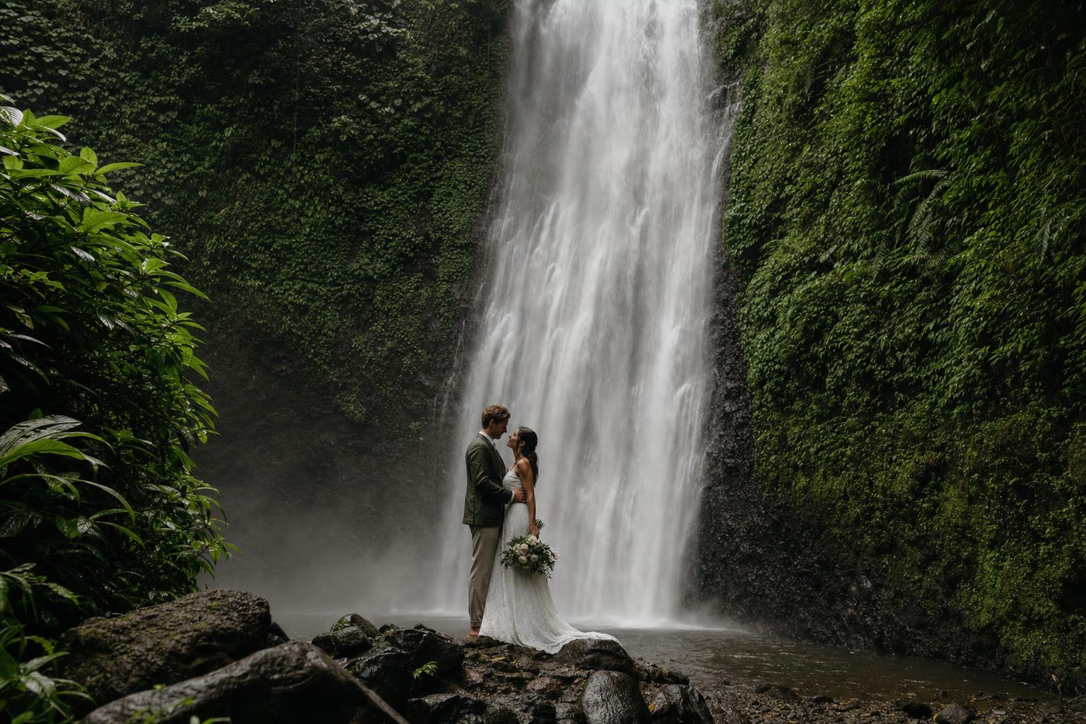 Lush green jungle wedding setting in Bali