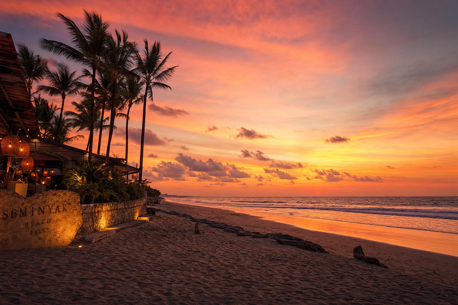 Beach bride at sunset in Seminyak, Bali