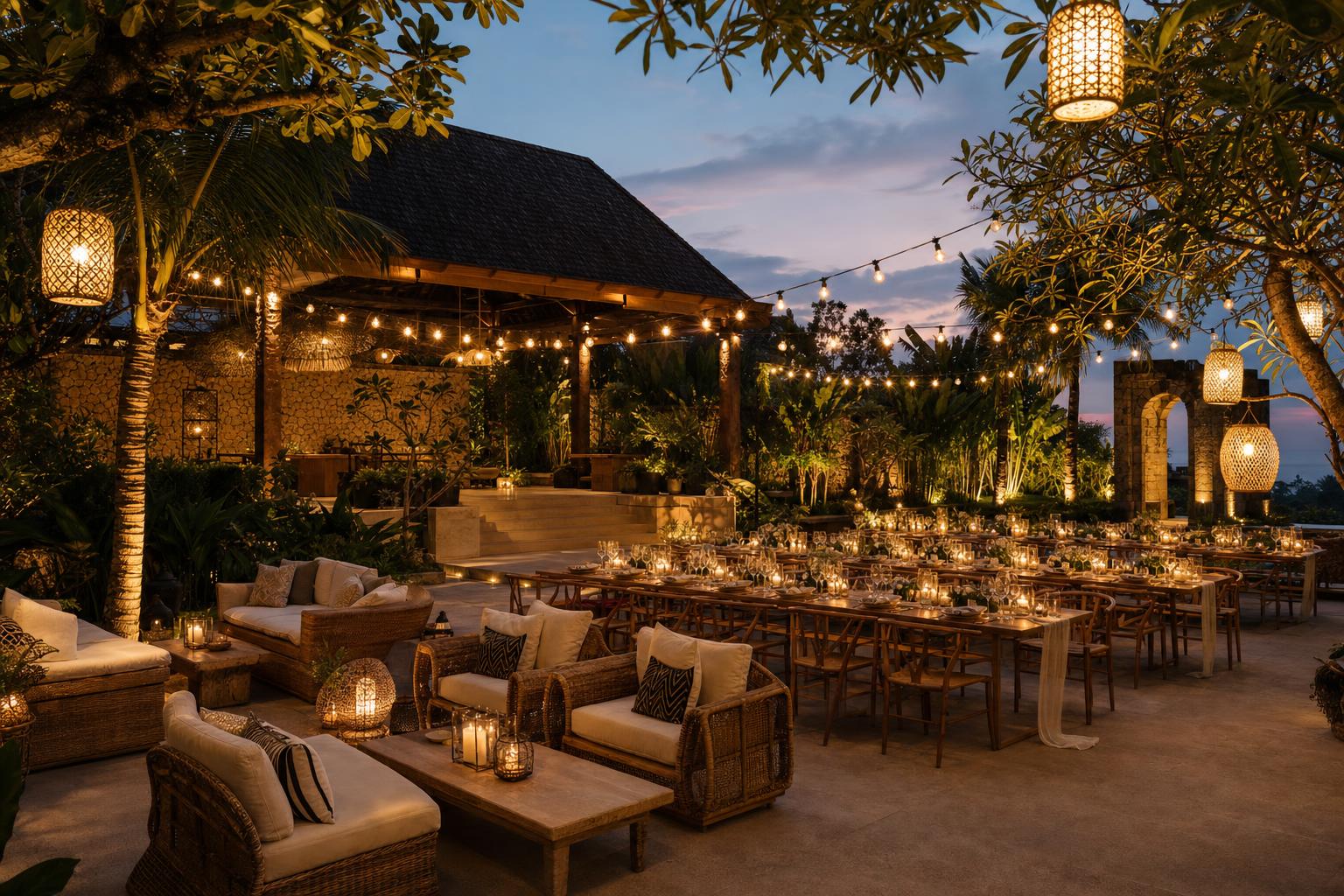 Wedding reception decor and furniture set up in Bali