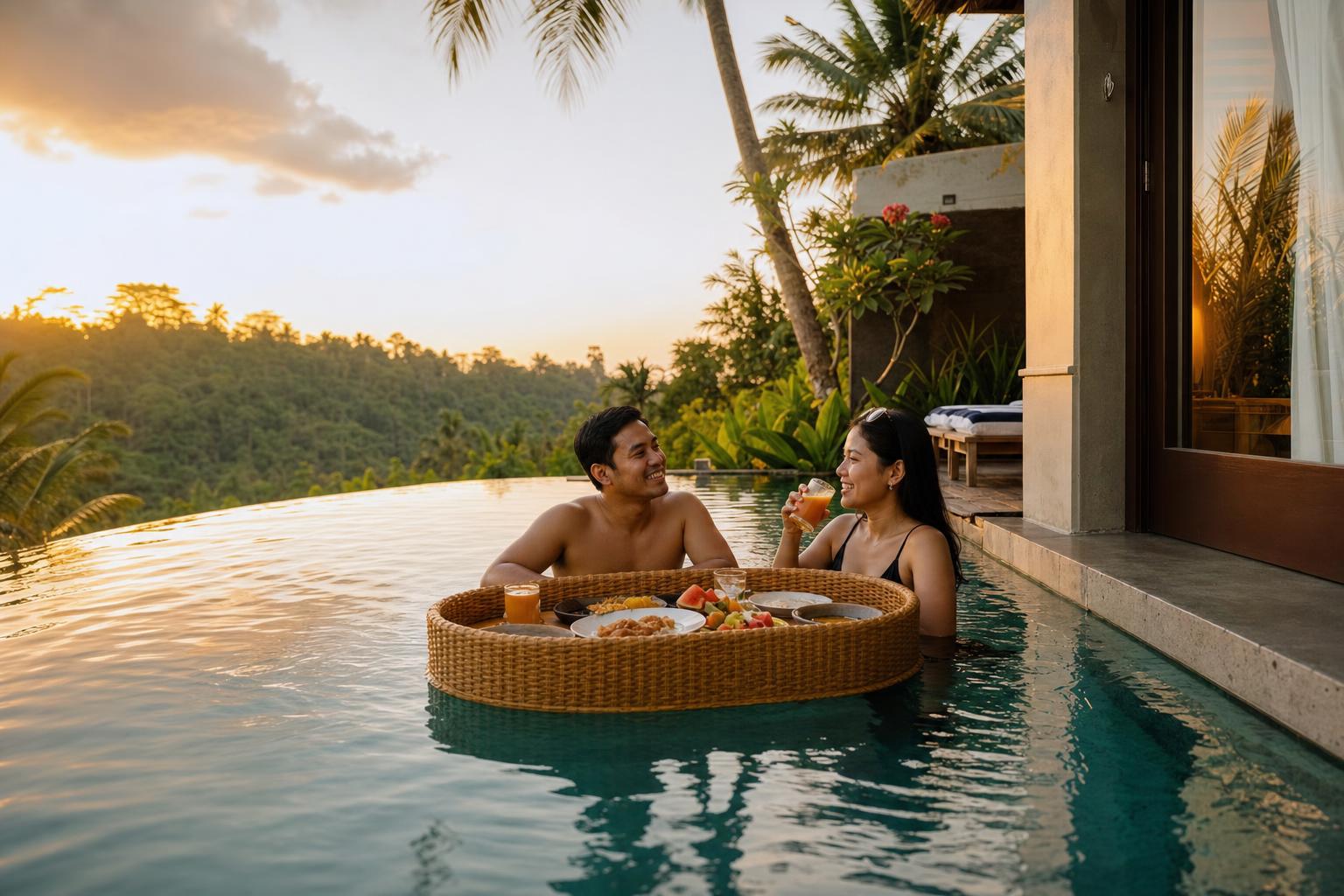 Couple on a Bali beach at sunset