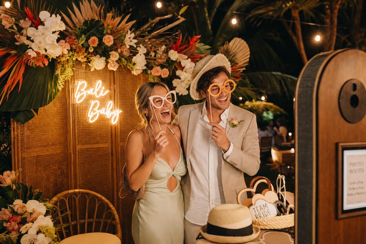 Guests toasting at a Bali wedding reception