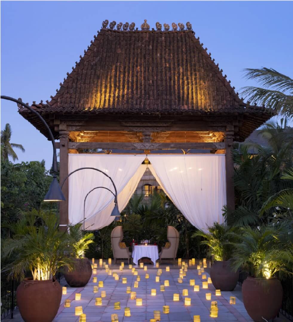 Wedding celebration setting at Alaya Resort Ubud on Jalan Hanoman in central Ubud