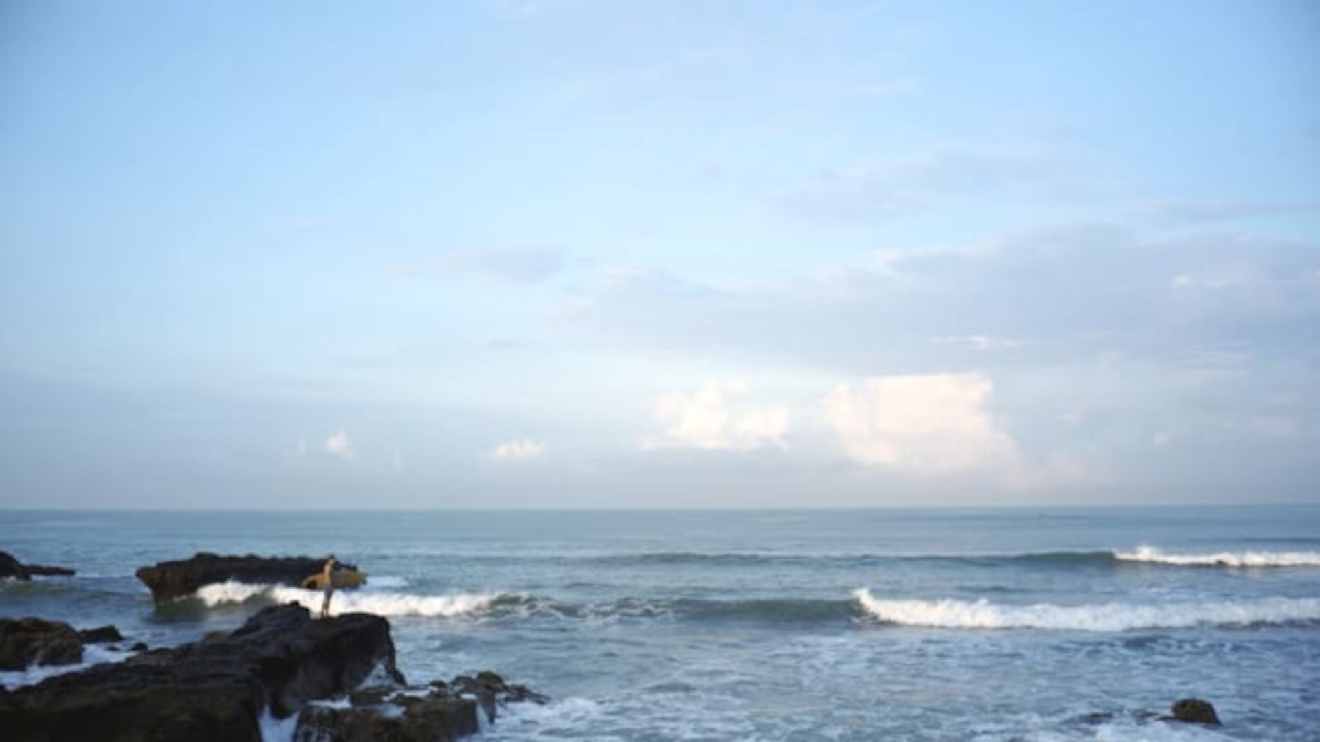 Beachfront pool and ocean view at COMO Uma Canggu near Echo Beach on Bali's south-west coast