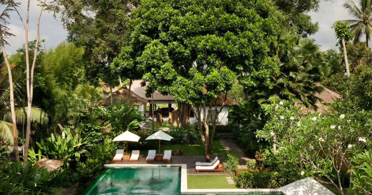 COMO Uma Ubud's hillside resort overlooking the Tjampuhan valley and rice terraces near Ubud