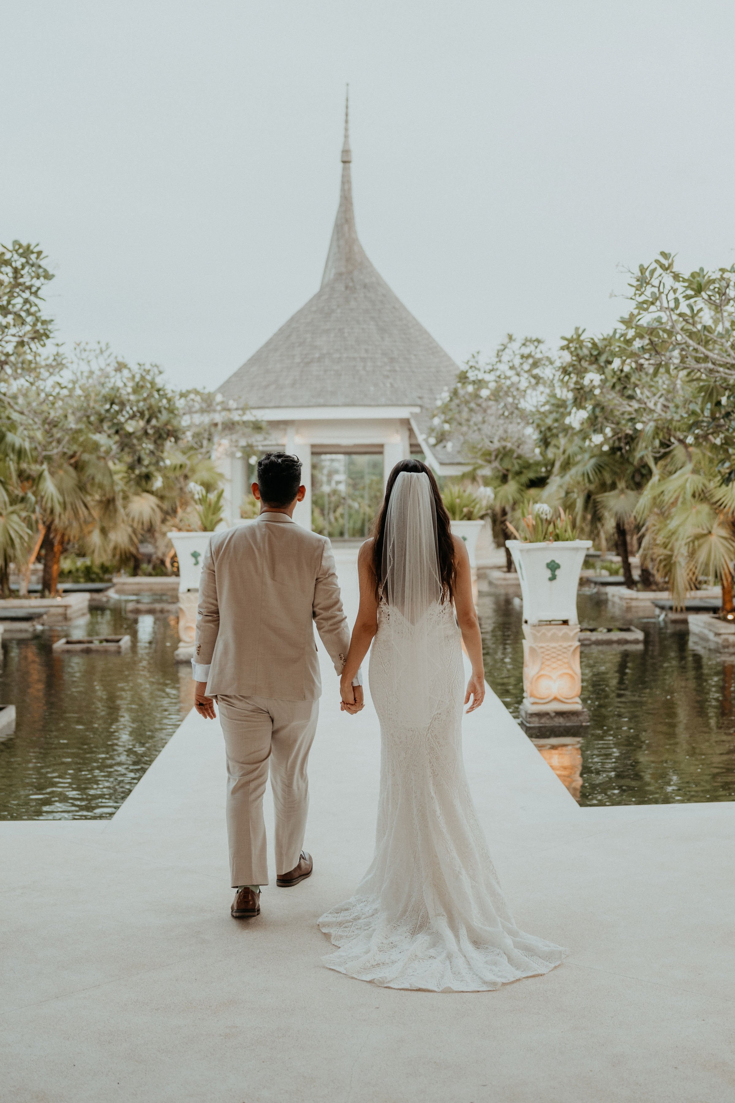 A couple at Puri Temple Hill, a private wedding estate on the Jimbaran hills, Bali