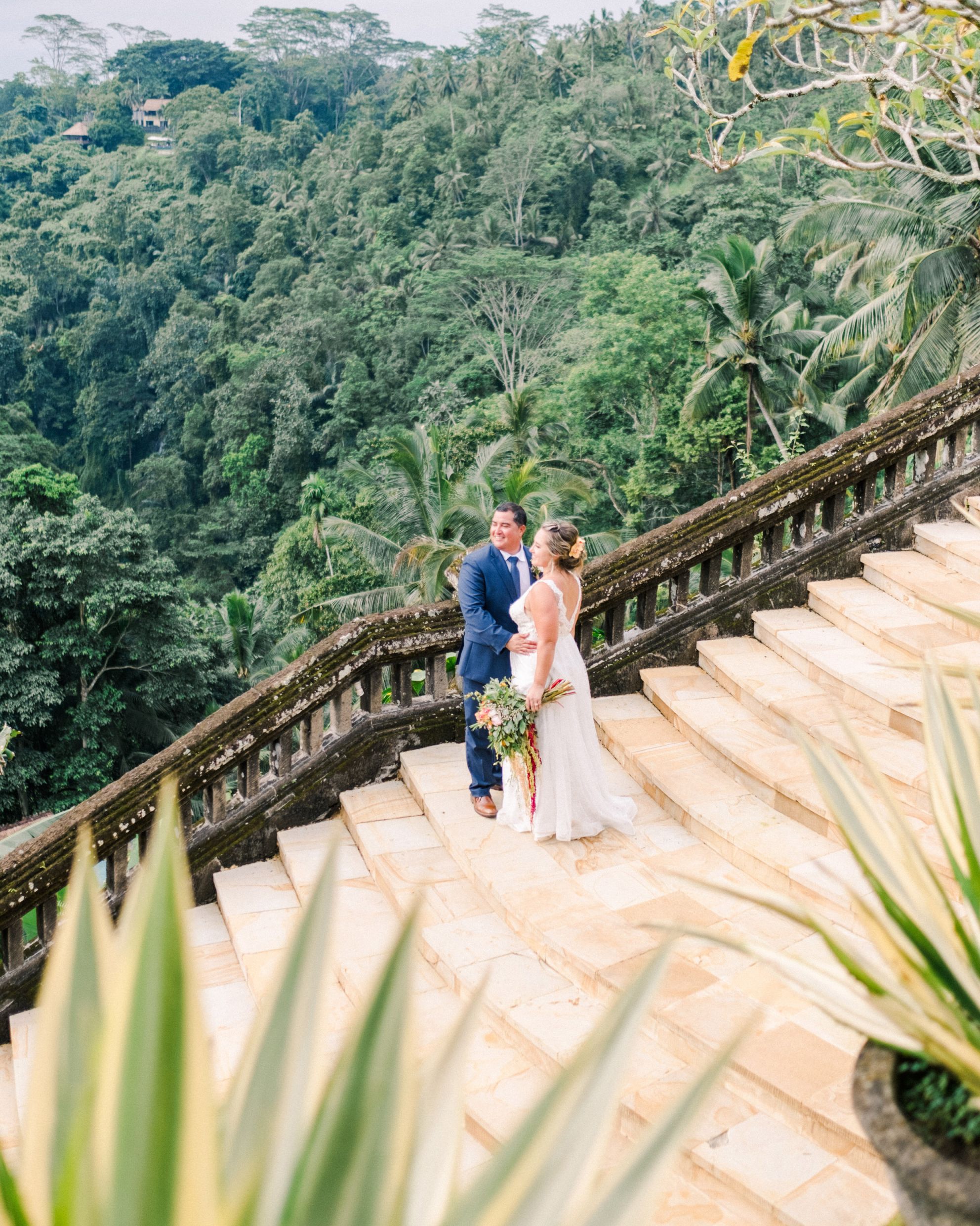 Wedding ceremony in the garden at Puri Wulandari boutique resort in Kedewatan, Ubud, above the Ayung River valley