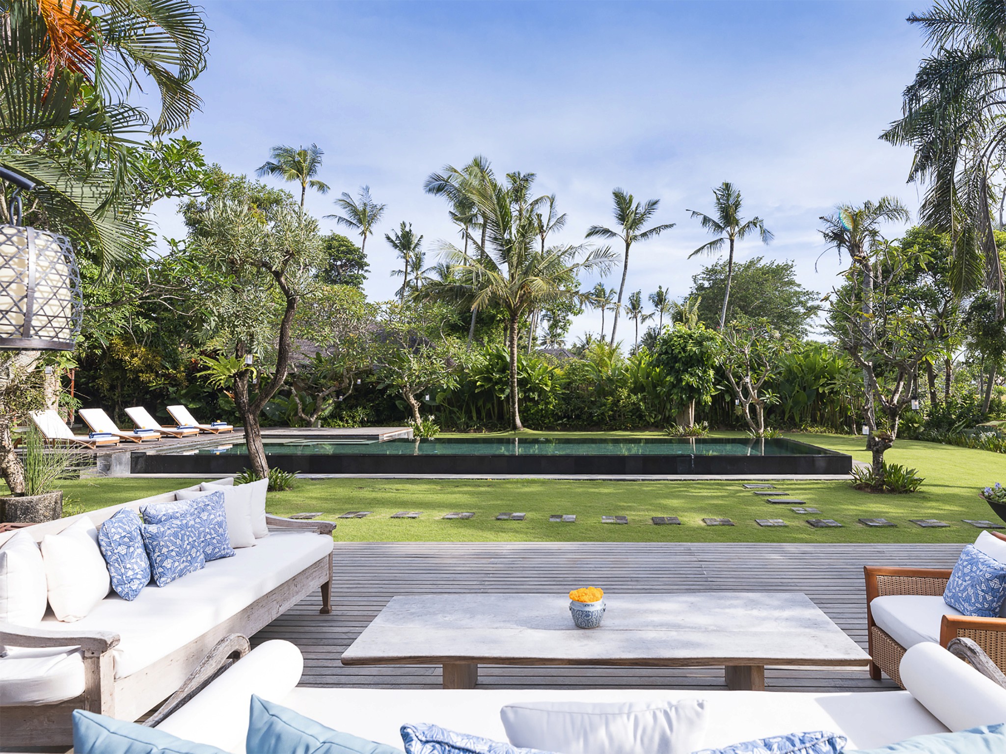Villa Bangkuang set among rice fields in Seseh near Canggu, with lawns for a wedding